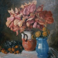 Őszi virágok szömörcelevéllel / Autumn flowers with sumac leaves (1950-es évek / 1950s)