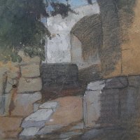 Árnyas lépcső (Olaszország) / Shady stairs (Italy) (akvarell-ceruza / pencil, water-colour - 1913 előtt / before 1913)