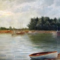 Kikötő csónakkal / Lakeside with rowing boat  (1950-es évek / 1950s)