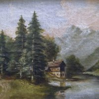 Alpesi táj (valószínűleg képeslap után, 1900) / Alpine landscape (probably after a postcard, 1900)